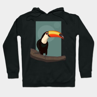 Illustration of a Toucan on a Branch with Mint Green Background Hoodie